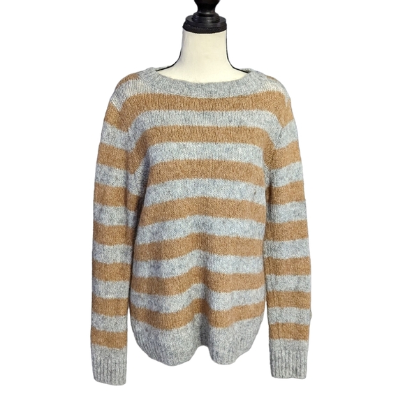 Lou & Grey Sweater Tan and Grey Striped Size M - Picture 2 of 7